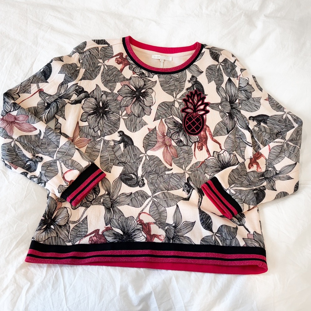 Maje Teresa Tropical Floral Print Sweatshirt